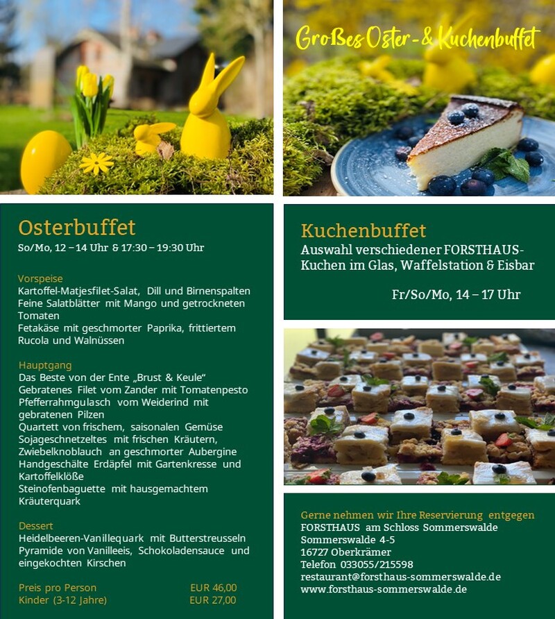 Genussvolle Osterfeierlichkeiten im Forsthaus, Wandlitz