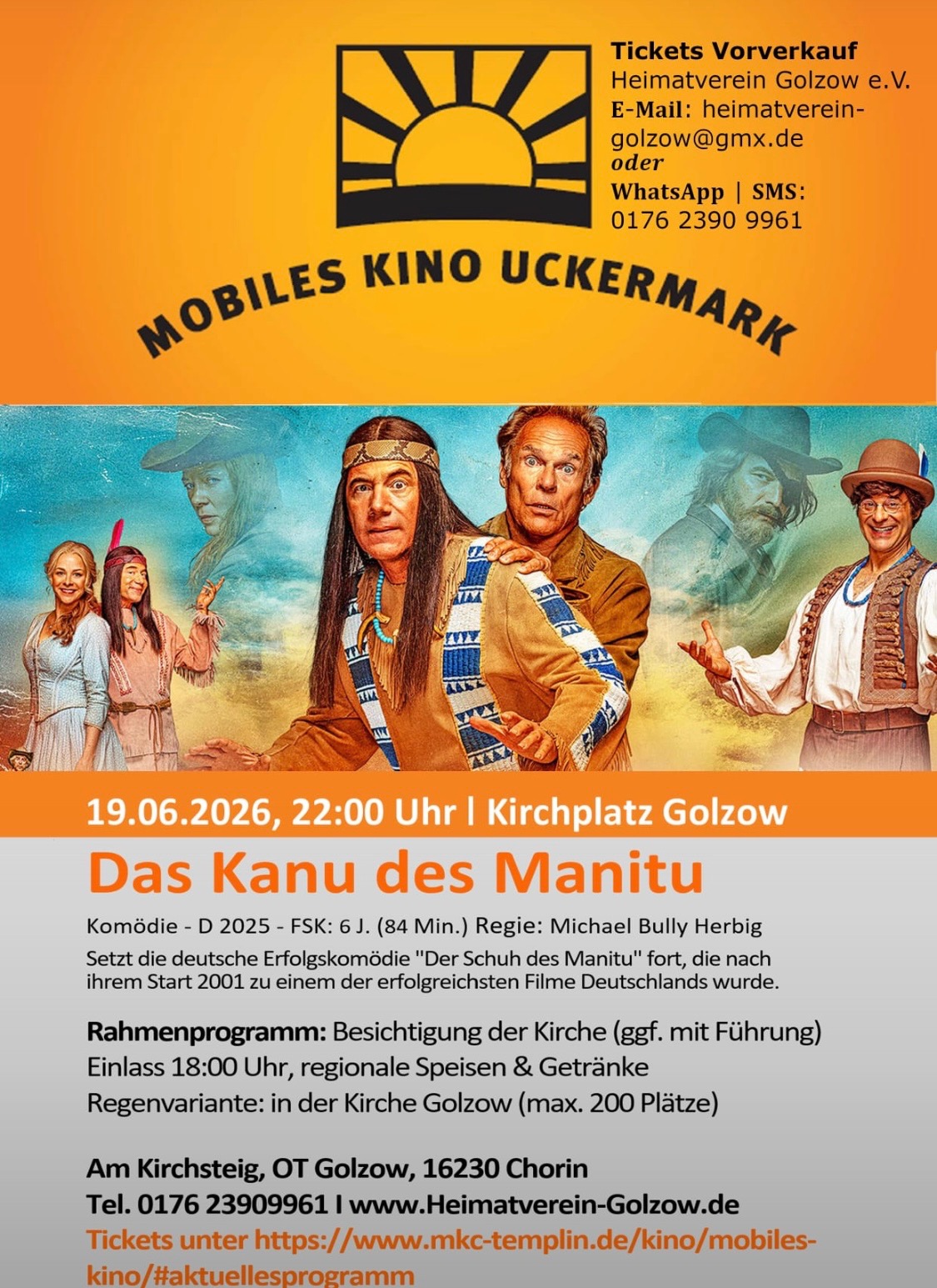 Kinoabend unter freiem Himmel: „Das Kanu des Manitu“ kommt nach Golzow, Wandlitz Kinoabend unter freiem Himmel: „Das Kanu des Manitu“ kommt nach Golzow, Wandlitz